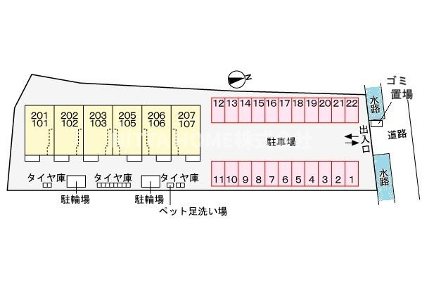 綾部市大島町穴見のアパートの区画図