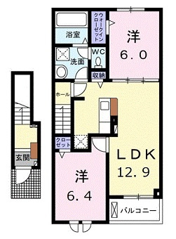 安芸高田市吉田町常友のアパートの間取り