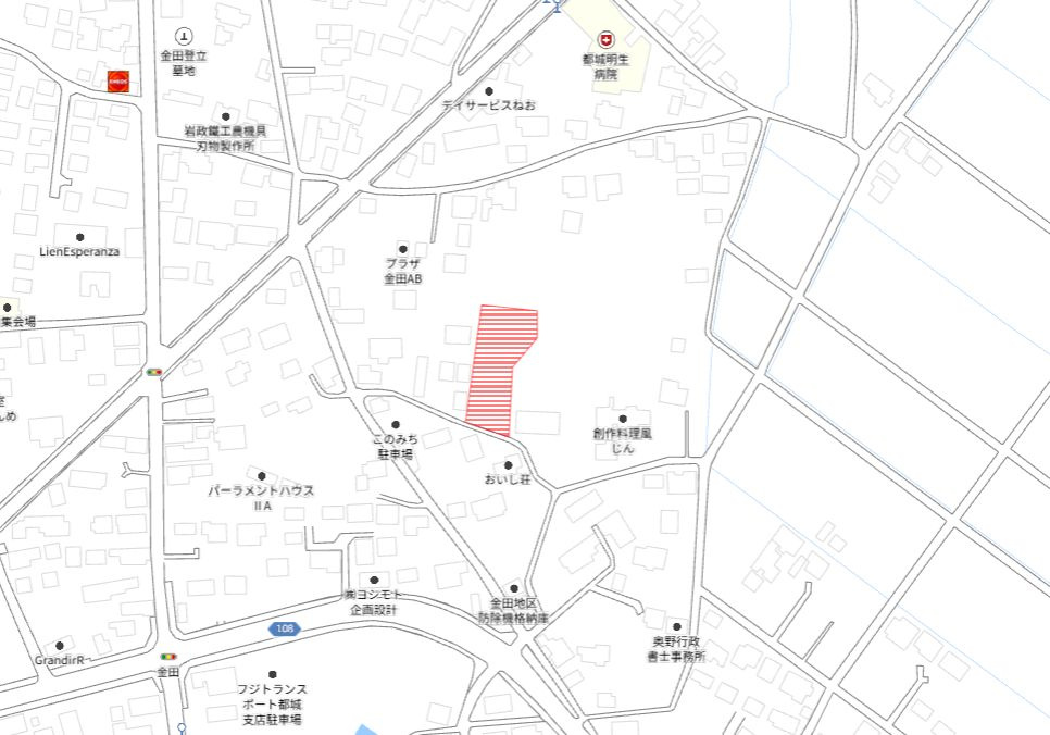 都城市金田町の売地の土地図
