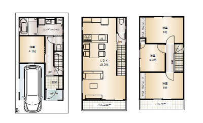 【参考プラン】 | 鶴見区鶴見４丁目条件付き土地 | 参考プラン間取り図　4LDK　土地面積：50.98平米　建物面積：93.60平米　土地価格2480万円＋建物価格2400万円　合計価格4880万円