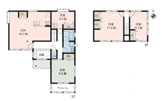 【間取り】 | 新潟市江南区曙町１丁目 | 広々19.7帖のLDKは家族のだんらんにぴったりですね♪