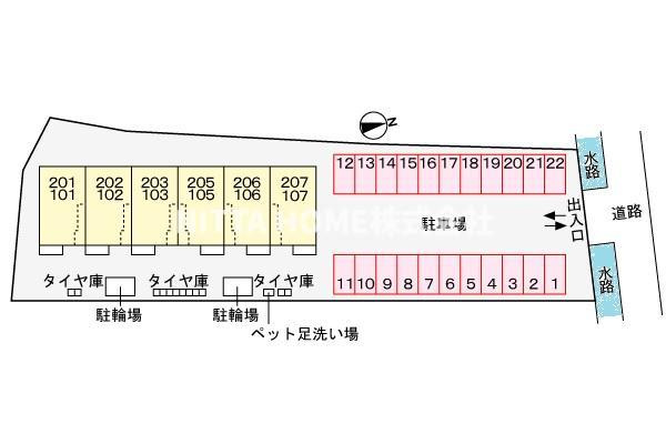 綾部市大島町穴見のアパートの区画図