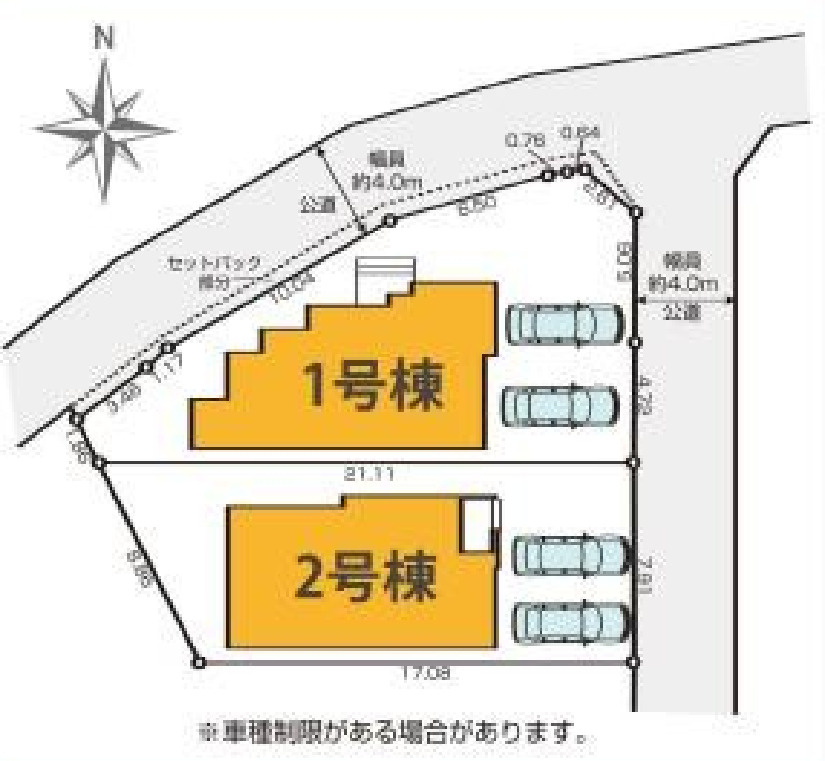 横浜市泉区和泉中央北5丁目 新築戸建て【仲介手数料無料】カースペース2台の区画図