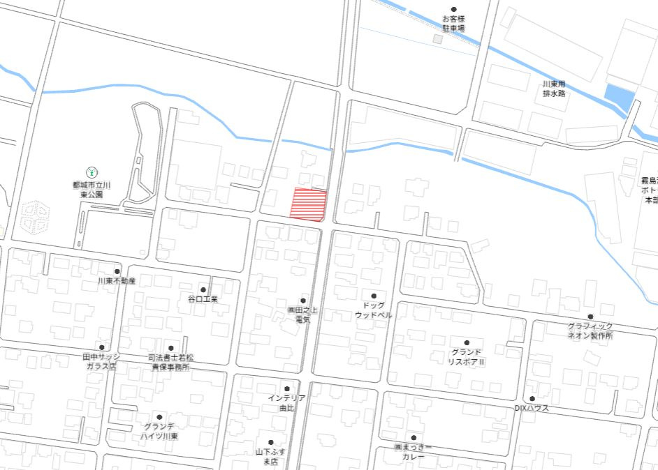 都城市下川東４丁目の売地の土地図