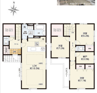 箕面市稲２丁目　新築戸建の間取り