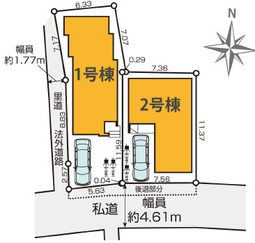 箕面市稲２丁目　新築戸建の区画図