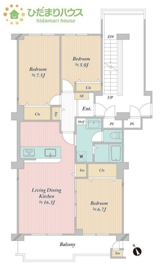 【間取り】 | 我孫子ビレジ３号棟 | 全居室収納スペースあり！荷物が多くても十分に納まります♪