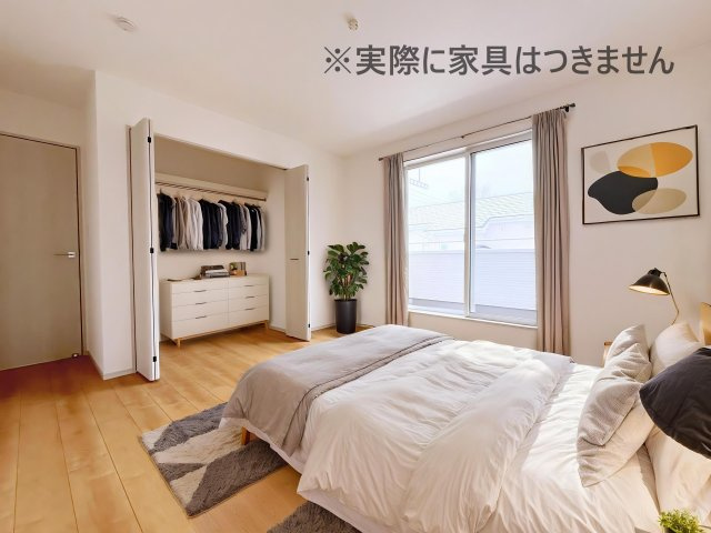 新築戸建・新築建売　西郷村小田倉字前原　小田倉小・西郷第二中の洋室|画像はバーチャルホームステージングの加工による演出で、実際の家具は付きません。