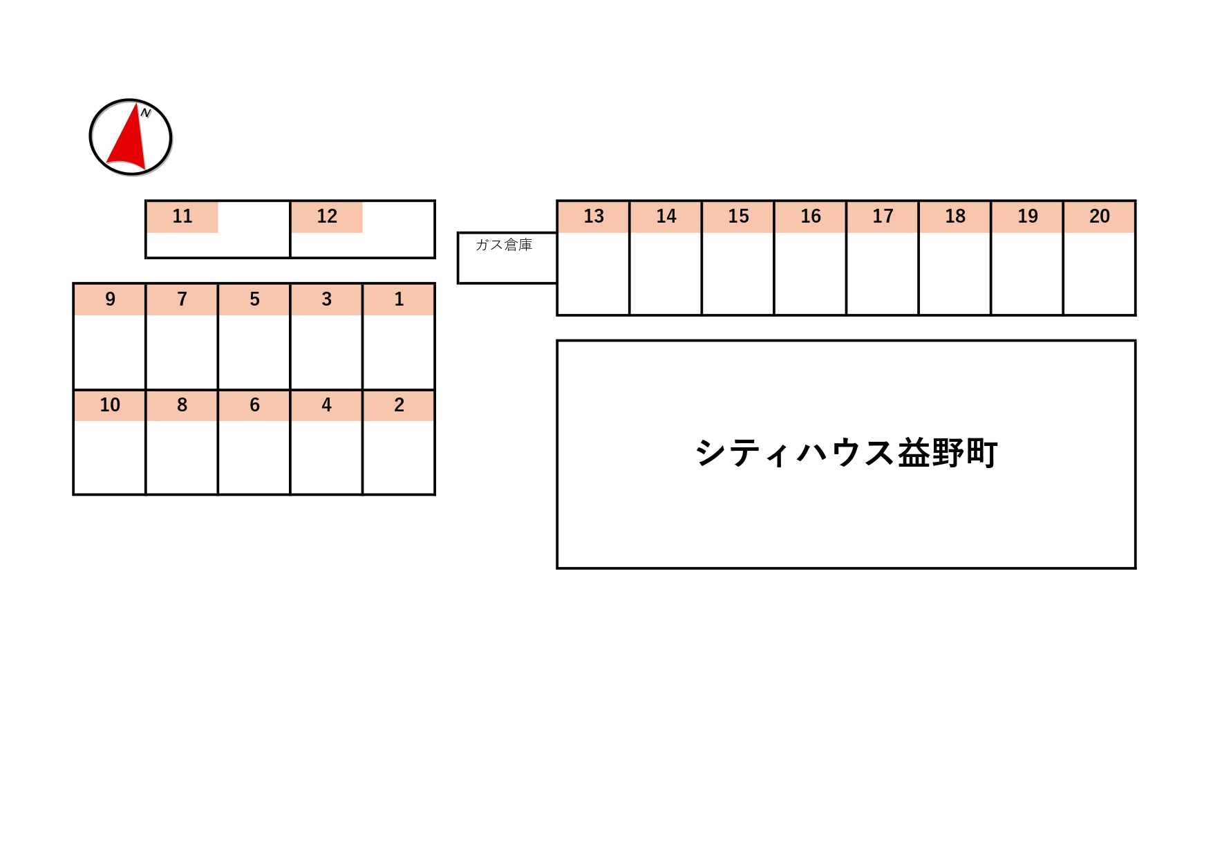 シティハウス益野町の区画図