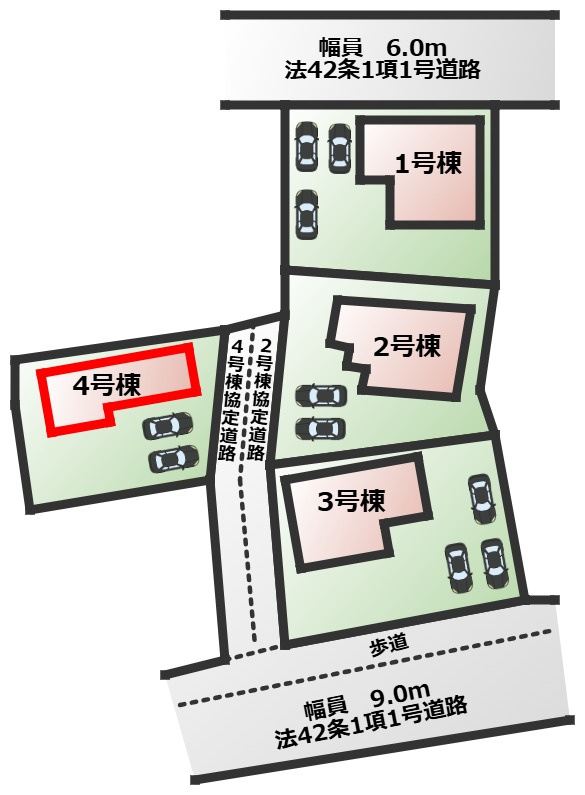 LiveleGarden.S下野烏ケ森の区画図|【全4棟】各号棟の詳細については、お気軽にお問い合わせください♪