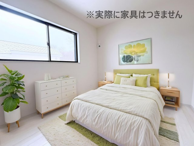 新築戸建・新築建売　西郷村小田倉字前原　小田倉小・西郷第二中の洋室|画像はバーチャルホームステージングの加工による演出で、実際の家具は付きません。