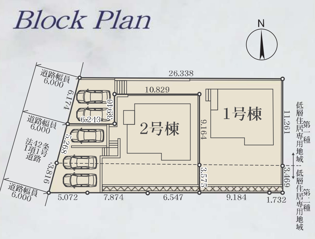 横浜市磯子区洋光台１丁目 新築戸建て【仲介手数料無料】カースペース2台の区画図