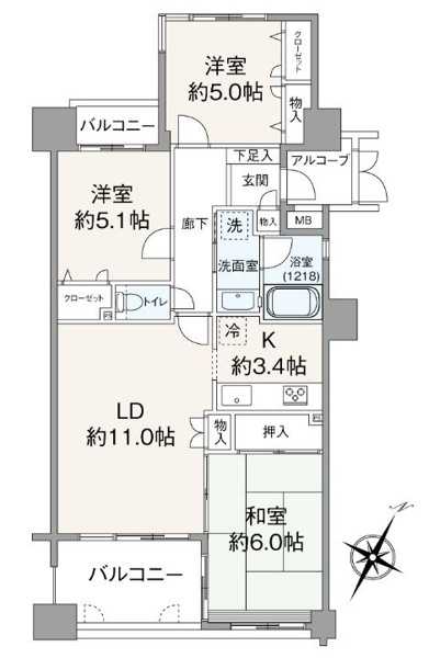 【間取り】 | 東峰マンション野間大池公園☆仲介手数料無料☆