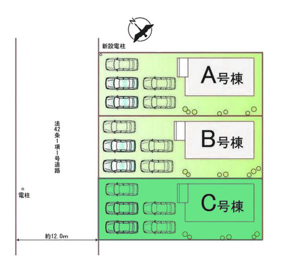 【区画図】 | ハートフルタウン前橋市広瀬町3丁目ーC | 広瀬小学校まで徒歩5分！
カースペースは並列3台以上駐車可能！