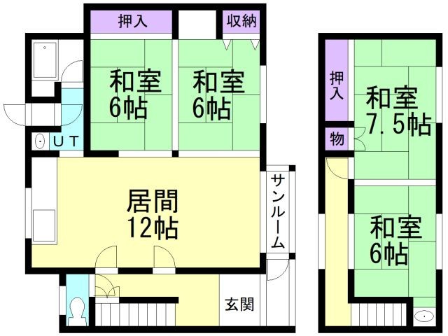 登別市柏木町２丁目14-8戸建の間取り