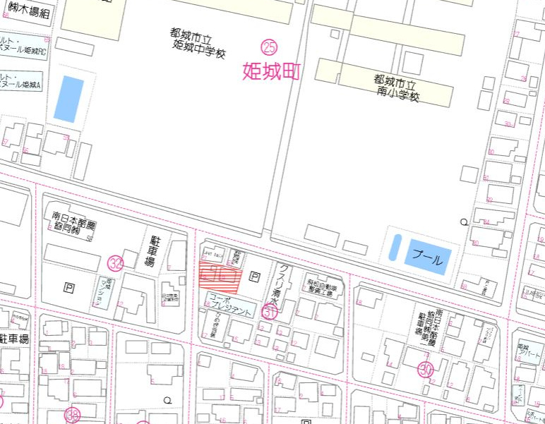 都城市姫城町の売地の土地図