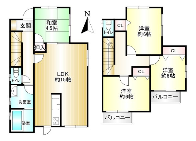 磯城郡田原本町大字新木の間取り|4LDK　土地面積：114.65㎡　建物面積：91.52㎡　駐車スペース2台