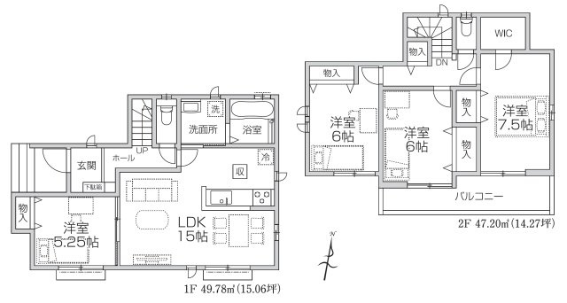 入間市新光・全1棟　新築一戸建　～全室南向き～の区画図|カースペース3台可能！