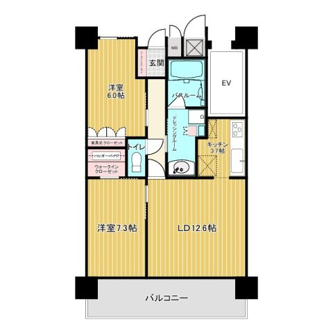 「2LDK」高知市東雲町　サーパス知寄　中古マンションの間取り|■1600万円■2LDK