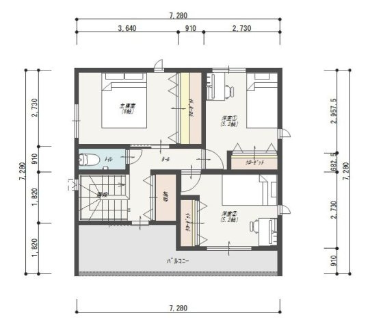 【間取り】 | 高知市鴨部２丁目/全5区画 | １号地（２階）