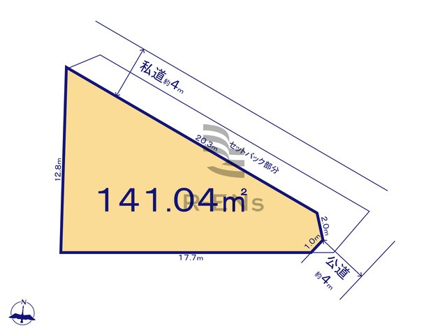 【土地図】 | 西東京市南町２丁目　売地 | 土地面積141.04ｍ2の広々した敷地！