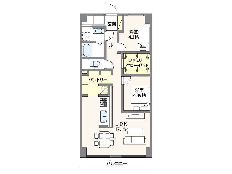 日商岩井北浦和マンションA棟の間取り