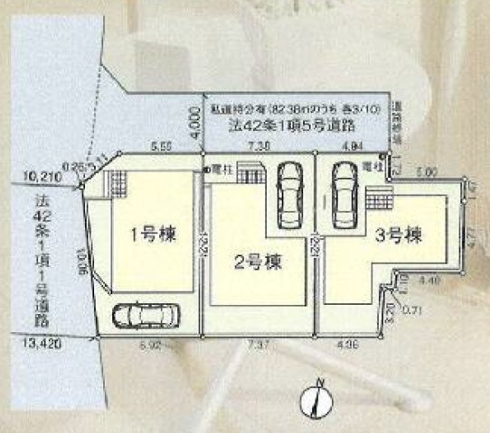 練馬区関町北4丁目　新築戸建　全3棟の区画図|区画図
