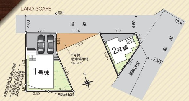 知立市逢妻町丸坪14番17、21の一部『仲介手数料無料』新築戸建ての区画図