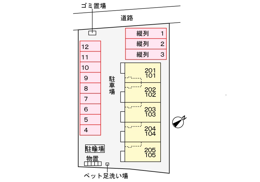 サンハイムの区画図|駐車場