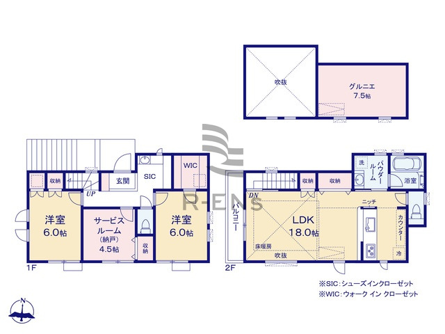 【間取り】 | 練馬区大泉町２丁目　新築戸建て　D号棟 | 季節物や思い出の品もすっきり収まる小屋裏収納