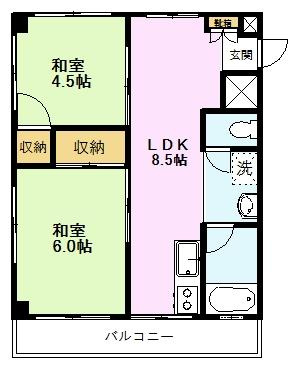 【間取り】 | 吉田ハイツ | 吉田ハイツ、311号室、２ＬＤＫ