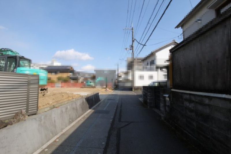 鴨部　１号地　建築条件付き　売土地　（全5区画）の前面道路含む現地写真