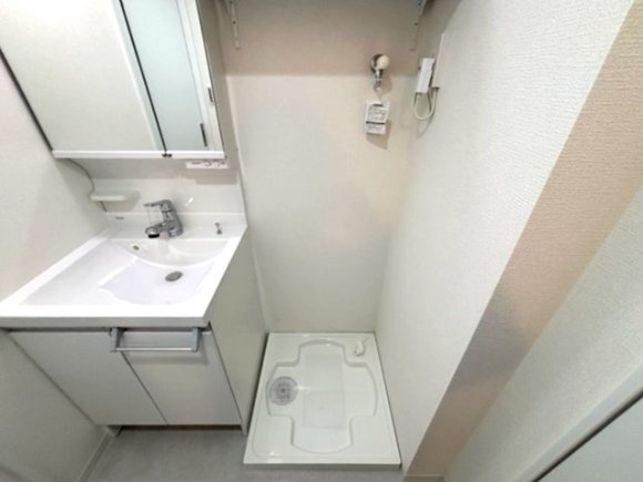 防水パン付き洗濯機置き場です。