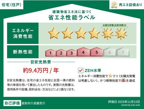 高知市介良乙　新築一戸建て⑰の省エネ性能ラベル