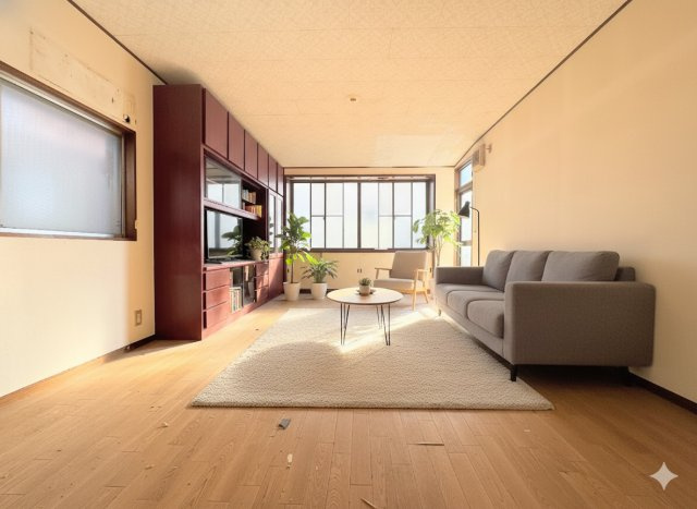 戸塚区平戸2丁目　中古戸建の居間・リビング|◆気持ちの良い風が室内へ入り込む居室。家具を配置しても広々ご利用いただける快適空間。(家具はイメージ写真です）