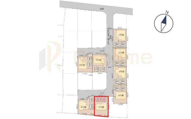 かすみがうら市下稲吉2期　新築戸建て　5号棟の区画図|大きなお買い物だからこそ、メリット・デメリットを伝えさせて頂きます。
R-homeにお任せください♪