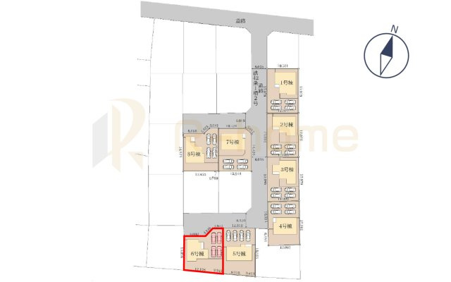 かすみがうら市下稲吉2期　新築戸建て　6号棟の区画図|大きなお買い物だからこそ、メリット・デメリットを伝えさせて頂きます。
R-homeにお任せください♪