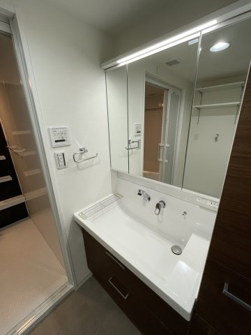 パークヒルズ中須公園の独立洗面台|3面鏡のある洗面化粧台は、収納も充実しています！