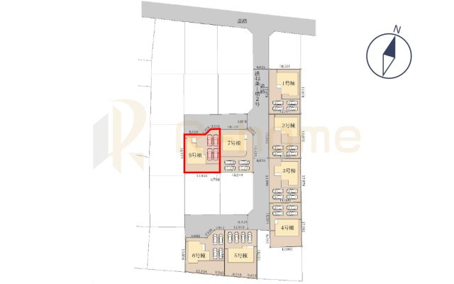 かすみがうら市下稲吉2期　新築戸建て　8号棟の区画図|大きなお買い物だからこそ、メリット・デメリットを伝えさせて頂きます。
R-homeにお任せください♪