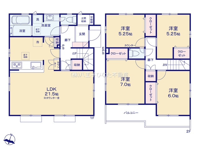 『八王子市新築戸建て』八王子市楢原町1311【仲介手数料無料】の間取り|～仲介手数料無料☆八王子ひなた不動産～八王子市楢原町　新築戸建て