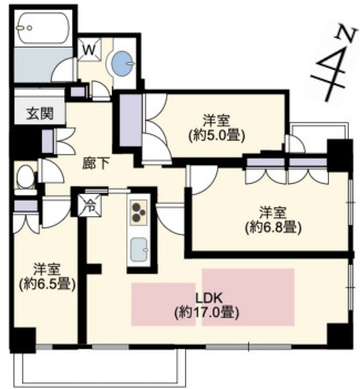 パークタワー大阪中之島フロントの間取り|80.50㎡・３LDK・南東角部屋