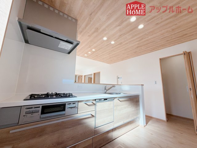 [新築住宅] 羽生市砂山 第1期 全20区画のキッチン|見栄えもよくお手入れもスムーズに出来ます。豊富な収納力もございますので、キッチンスペースをスッキリとお使い頂けそうです。