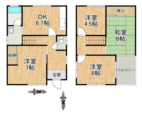 【間取り】 | 大阪狭山市茱萸木７丁目貸家