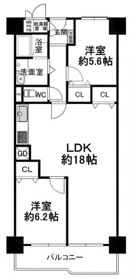 【間取り】 | 桂川ハイツ2号館 | 専有面積66.00㎡