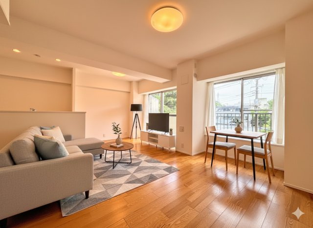 コスモ戸塚パークスクエアの居間・リビング|◆土・日・祝日は、当社スタッフによる現地案内会を実施しております。もちろん平日のご案内も可能です。お気軽にご相談ください！！（家具はイメージです）