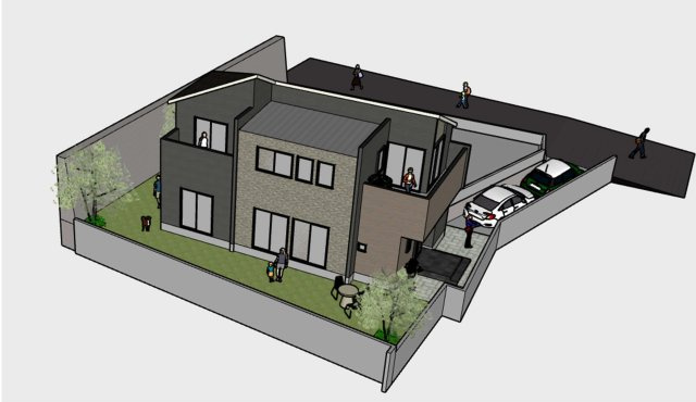保土ヶ谷区法泉３丁目　新築戸建ての外観パース|◆一戸建てを中心とした街並みが整然と続き、周辺は高い建物が建っていないので、緑の多い閑静な趣を感じる環境です。街並みや周辺環境も重要なポイントです！！
