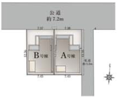 大田区久が原　完成新築戸建B号棟の区画図