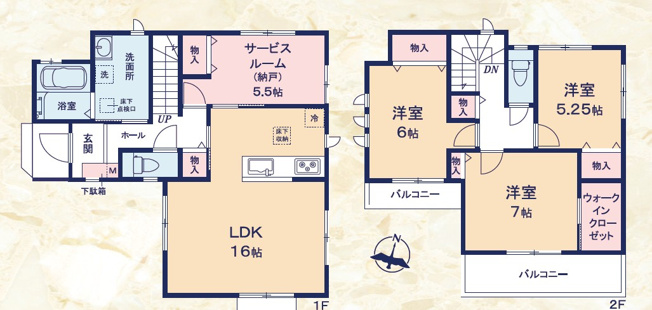 【間取り】 | 静岡市葵区田町6丁目 7期 新築一戸建て C号棟 | 効率的かつ暮らしのことをしっかり考えた間取りです