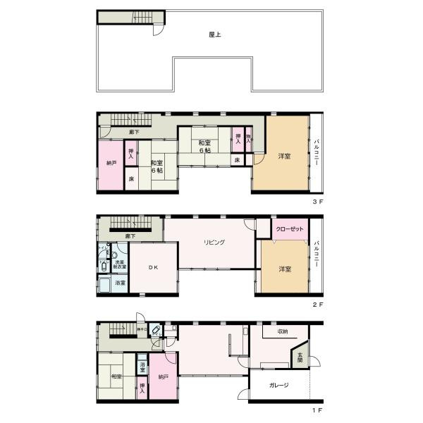 和歌山市中之島　事務所付住宅の間取り