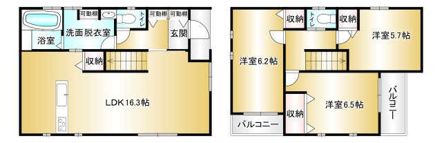 1号棟　鹿児島県鹿児島市西陵2丁目51-10の間取り